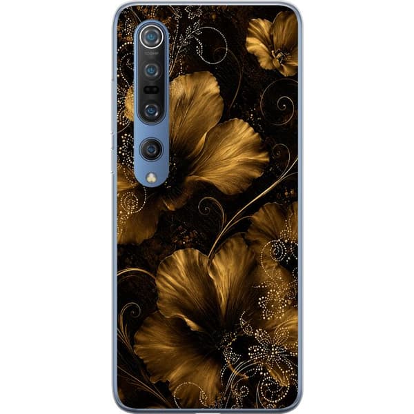 Kompatibel Mobilcover til Xiaomi Mi 10 Pro 5G Gylden Noir-blomstring sort