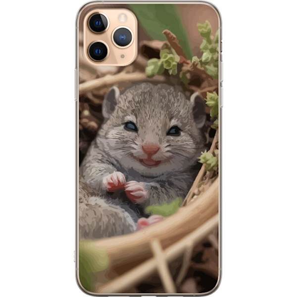 Apple iPhone 11 Pro Max Genomskinligt Skal Råtta Leende Djurmotiv Stadsmotiv Urban Grafisk Design Populärt Roligt Motiv Art Stil