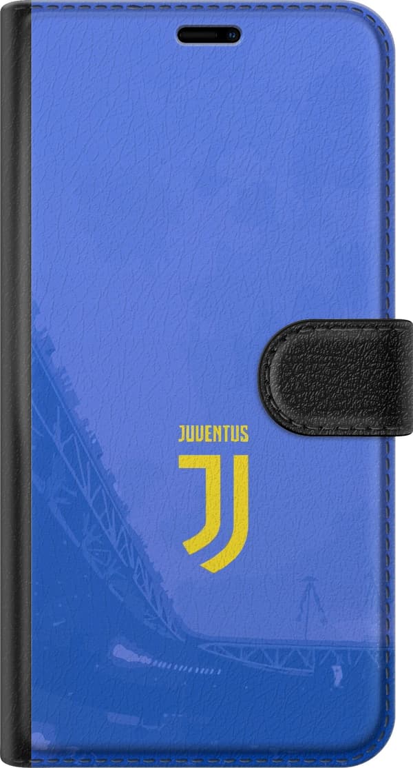 Kompatibel Tegnebogsetui til Apple iPhone 18 Pro Gult fodboldemblem og tekst foran blå stadionbaggrund blå