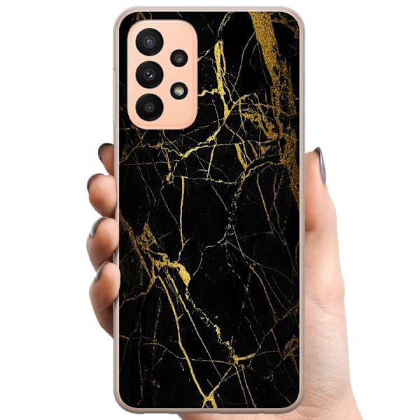 Samsung Galaxy A23 TPU Mobilcover Marmor Sort & Guld