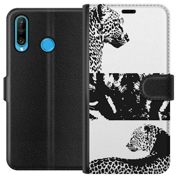 Huawei P30 lite Tegnebogsetui Leopard Faces