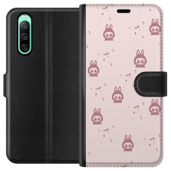 Sony Xperia 10 IV Lompakkokotelo Labubu Neon Pop - Neonvärinen pop art hirviö