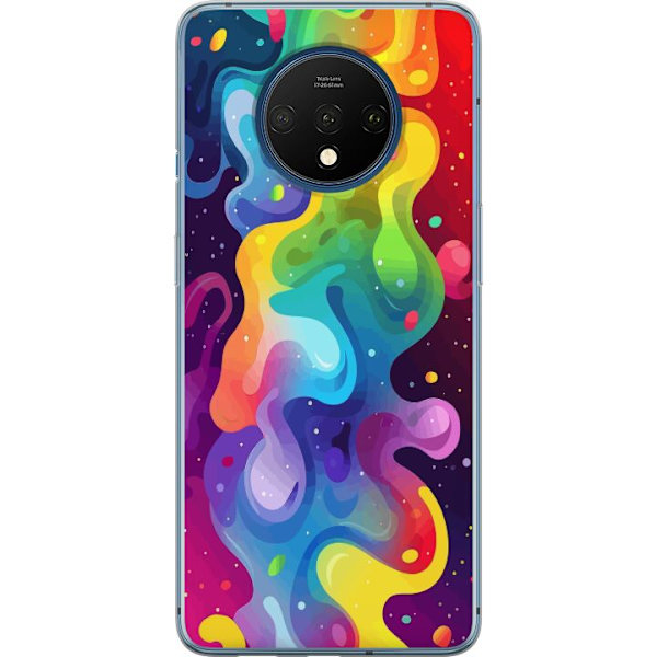 OnePlus 7T Genomskinligt Skal Color Splash Abstrakt Konst Design Färgstarkt Mönster Modern Populär Väggkonst Grafiskt Trend
