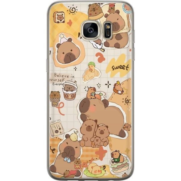 Samsung Galaxy S7 edge Genomskinligt Skal Kawaii capybara mobilskal med gulliga djurmotiv