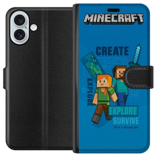 Apple iPhone 16 Plus Plånboksfodral Minecraft Caves