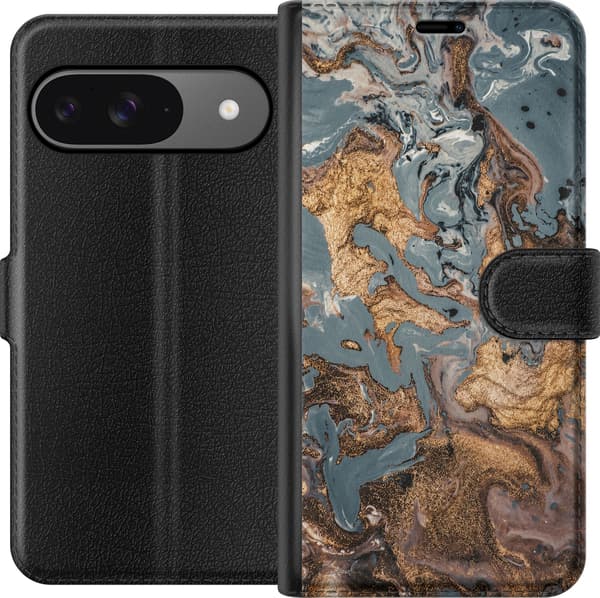 Kompatibelt Lommeboketui til Google Pixel 9 Pro Grå marmormiks grå