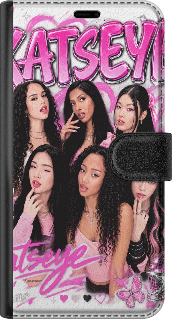 Kompatibel Tegnebogsetui til Apple iPhone 11 Pro Max Pink collage med pigegruppe, hjerter, stjerner, sommerfugle og retrodetaljer pink