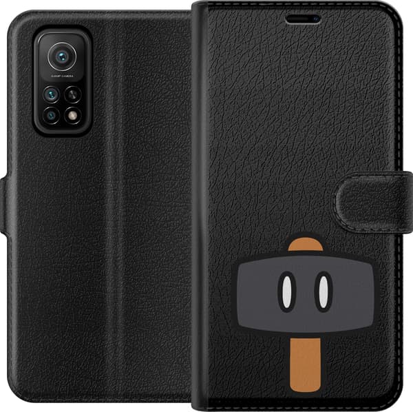 Kompatibel Tegnebogsetui til Xiaomi Mi 10T Pro 5G Sort spillehammer - Sort motiv med sort hammer. sort