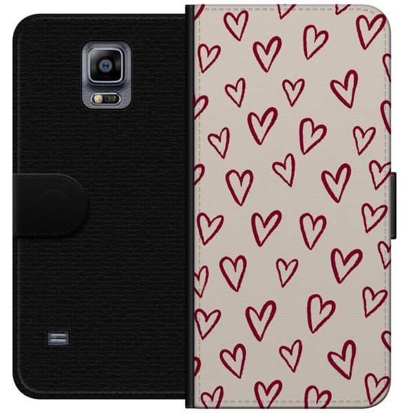 Kompatibelt Lommeboketui til Samsung Galaxy Note 4 Beigerøde hjerter beige