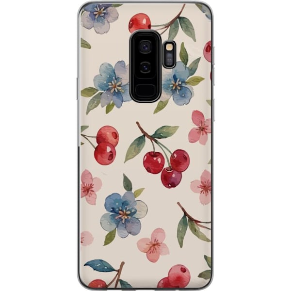 Samsung Galaxy S9+ Genomskinligt Skal Bär & Blommor – mönster med blå blommor och skogsbär