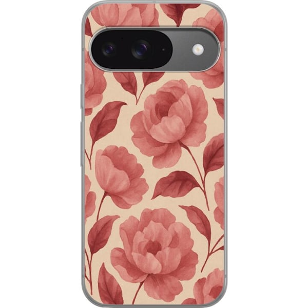 Google Pixel 9 Gennemsigtig cover Roseblomst