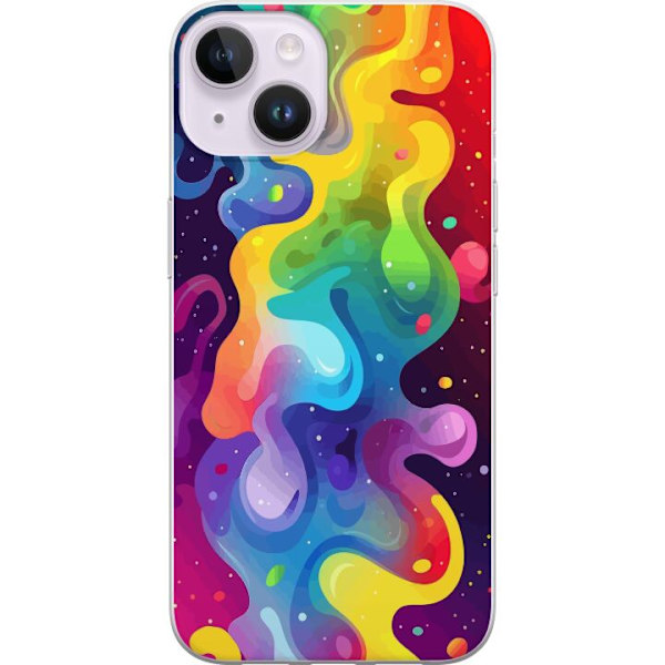Apple iPhone 14 Genomskinligt Skal Color Splash Abstrakt Konst Design Färgstarkt Mönster Modern Populär Väggkonst Grafiskt Trend