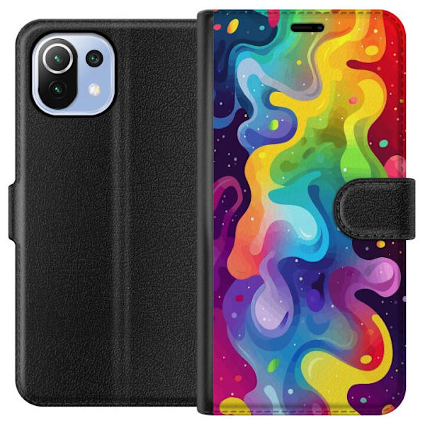 Xiaomi Mi 11 Lite Plånboksfodral Color Splash Abstrakt Konst Design Färgstarkt Mönster Modern Populär Väggkonst Grafiskt Trend