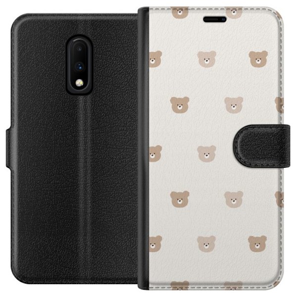 OnePlus 7 Lompakkokotelo Teddy-tausta - söpöt teddykarhut pe