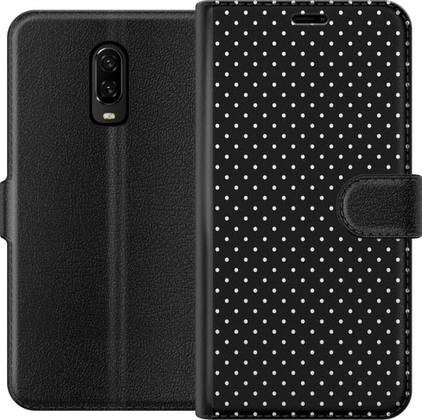 Kompatibel Tegnebogsetui til OnePlus 6T Sorte natprikker sort