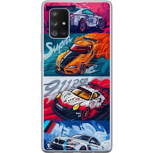 Samsung Galaxy A71 5G Läpinäkyvä kuori Nopeat Autot - Piirr