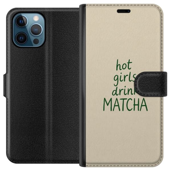 Kompatibel Tegnebogsetui til Apple iPhone 12 Pro Matcha-piger beige