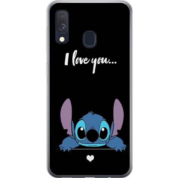 Samsung Galaxy A40 Genomskinligt Skal Stitch I Love You