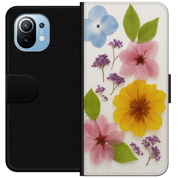 Xiaomi Mi 11 Tegnebogsetui Pressede blomster