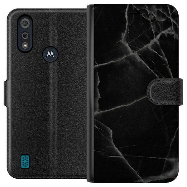 Motorola Moto E6i Tegnebogsetui Sort marmor