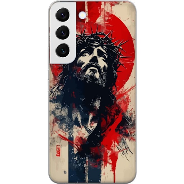 Samsung Galaxy S22+ 5G Läpinäkyvä kuori Jeesus ristillä - kristillinen aihe vahvalla symboliikalla uskosta ja toivosta