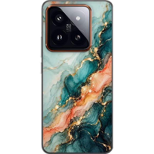 Kompatibelt Mobildeksel til Xiaomi 14 Pro Korallmarmor turkis