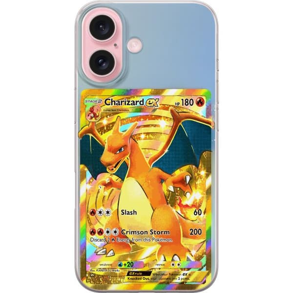 Kompatibelt Mobildeksel til Apple iPhone 16 GyllenCharizard EX samlerkort med regnbueeffekter gull