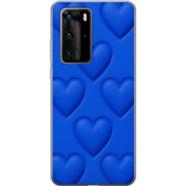 Huawei P40 Pro Läpinäkyvä kuori Siniset Sydämet