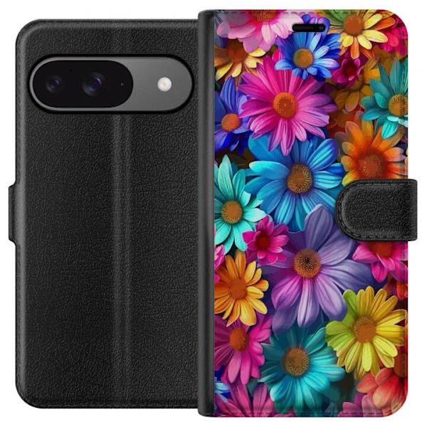 Google Pixel 9 Plånboksfodral Gerbera Blommor Färgglad Dekor Blommotiv Populärt Heminredning Färg Rik Väggkonst Design