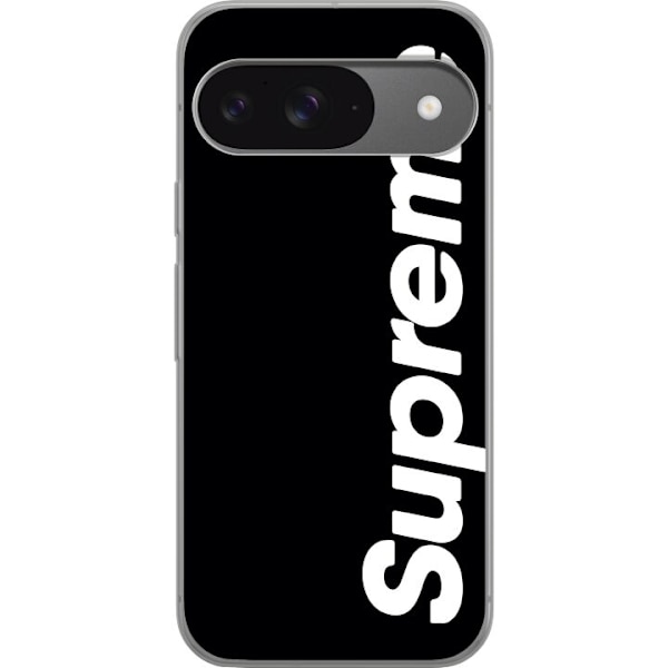 Google Pixel 9 Pro Genomskinligt Skal Supreme Svart Vit Streetwear Design Klassisk Modeikon Trend Urban Stil Grafiskt Motiv Populär
