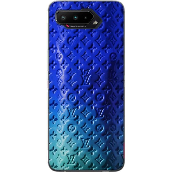Kompatibelt Mobildeksel til Asus ROG Phone 5 Blått luksuriøst monogrammønster med elegant preget tekstur blå