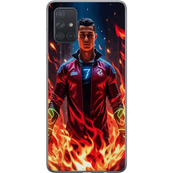 Samsung Galaxy A71 Läpinäkyvä kuori Ronaldo Inferno - jalkapallolegenda liekeissä