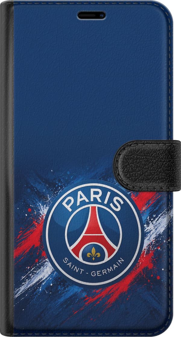 Kompatibelt Plånboksfodral till Apple iPhone 8 Plus Paris Saint-Germain – Blå klubbsymbol – Rund blå klubbsymbol med rött torn, på mörkblå bakgrund m blå