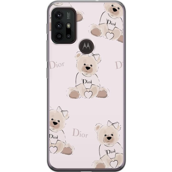 Motorola Moto G30 Gennemsigtig cover Teddy Dior Vibes - luksuriøs bamse i modetil