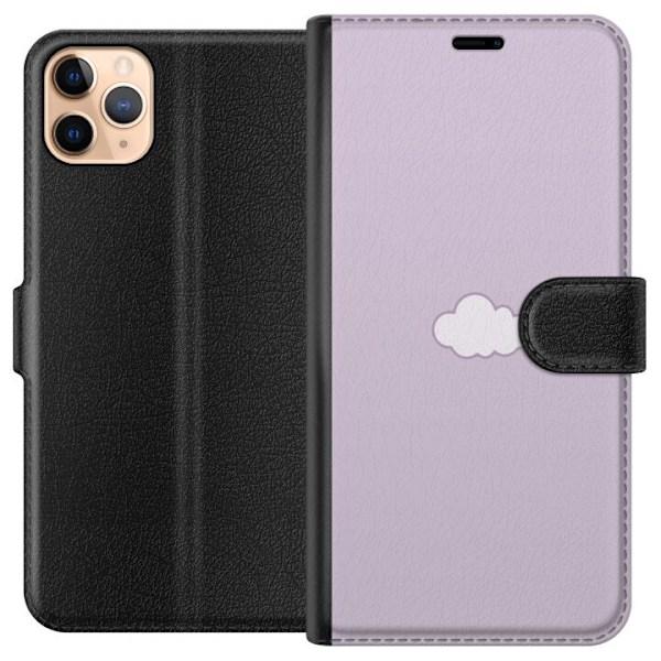 Apple iPhone 11 Pro Max Plånboksfodral Lila Moln – minimalistiskt moln på lila bakgrund