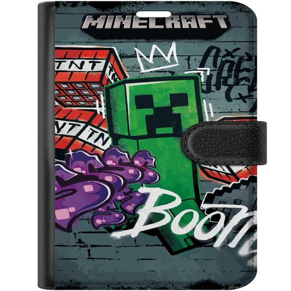 Kompatibel Tegnebogsetui til Apple iPhone Duo Grøn blokfigur med dynamit, graffiti-detaljer og mørk urban baggrund grøn