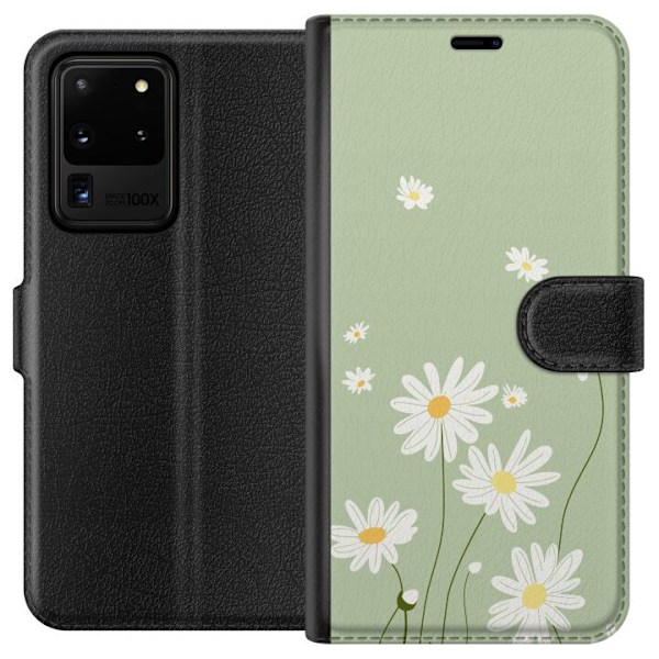 Samsung Galaxy S20 Ultra Plånboksfodral Prästkragar – blommigt mönster i svensk sommarstil