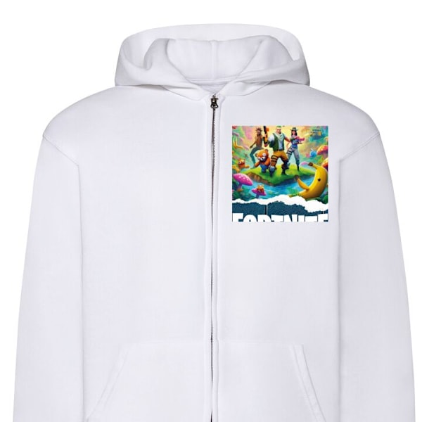 Zip-Hoodie | Huvtröja med Dragkedja för Vuxna Fortnite vit M