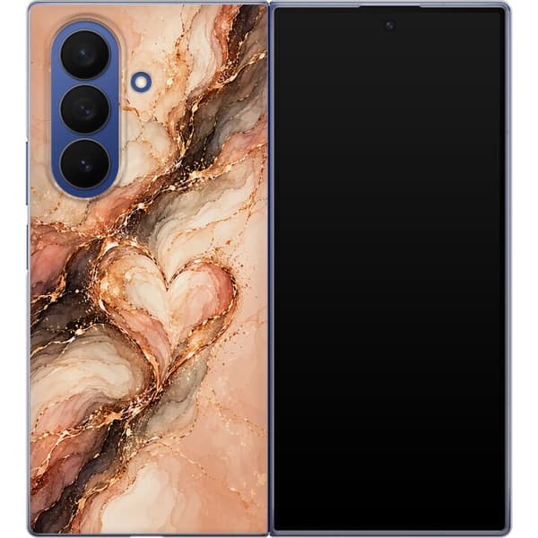 Kompatibel Mobilcover til Samsung Galaxy Z Fold8 Ultra Marmorhjerte orange
