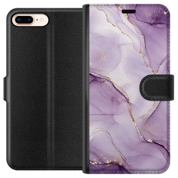 Kompatibelt Plånboksfodral till Apple iPhone 8 Plus Lilac Gold Flow lila