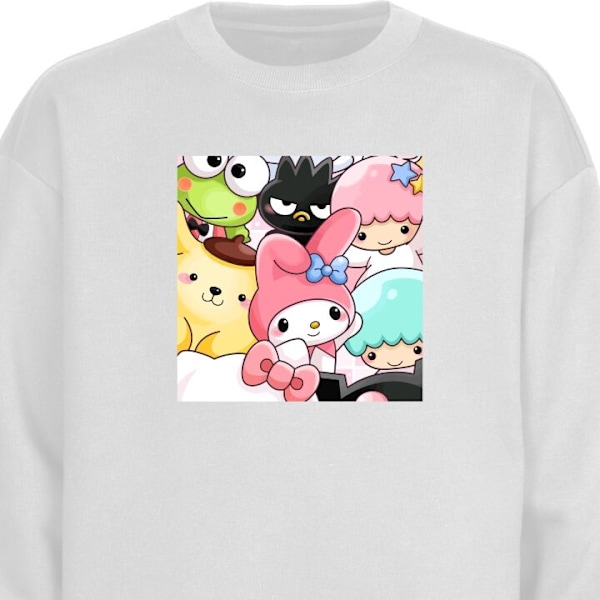 Sweatshirt til Børn | Blød & Klassisk Sweatshirt Kawaii Sanr hvid one size