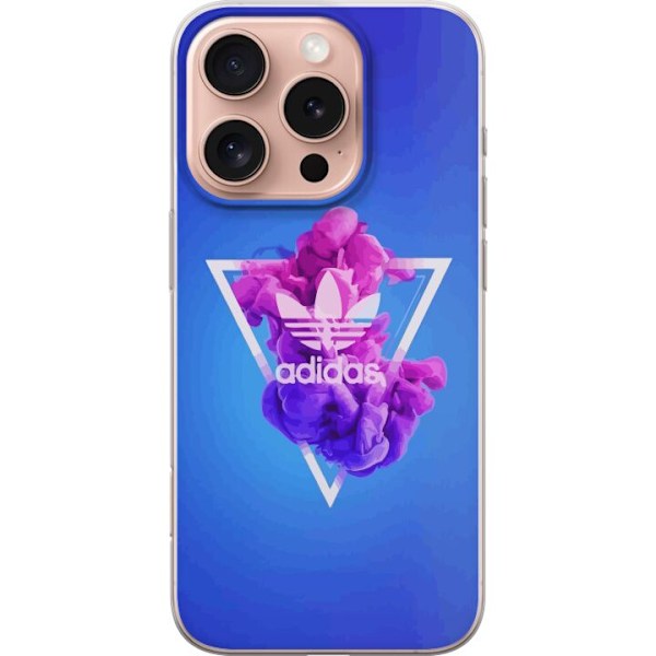Apple iPhone 16 Pro Läpinäkyvä kuori Adidas-inspiroitunut sininen muotoilu - urheilullinen motiivi retro-vibeillä sinisissä sävyissä
