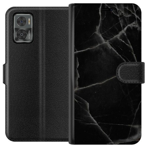 Motorola Moto E22i Tegnebogsetui Sort marmor