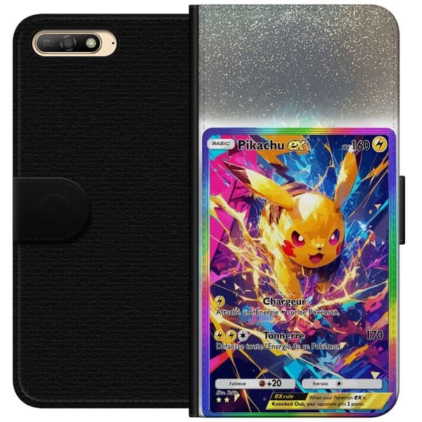 Kompatibel Tegnebogsetui til Huawei Y6 (2018) Pikachu gul