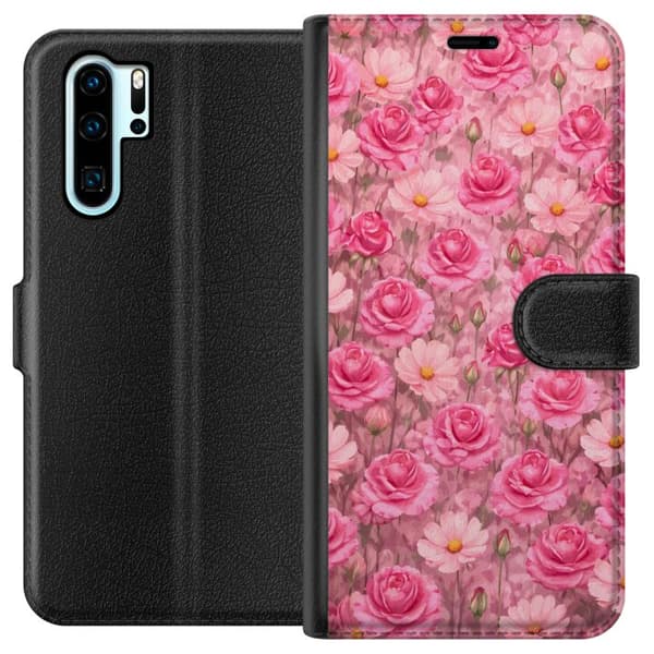 Kompatibel Tegnebogsetui til Huawei P30 Pro Kronbladsdrøm Pudderrosa