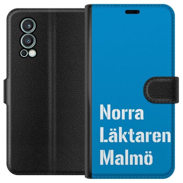 Kompatibel Tegnebogsetui til OnePlus Nord 2 5G Minimalistisk blå tekstdesign med Malmö-tema og moderne typografisk stil blå