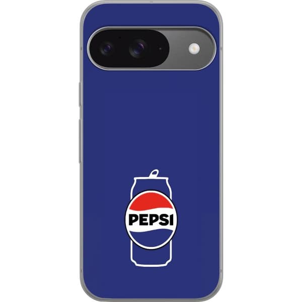 Kompatibelt Mobildeksel til Google Pixel 9 Pro Retro Pepsi boks på blå bakgrunn med klassisk logo blå