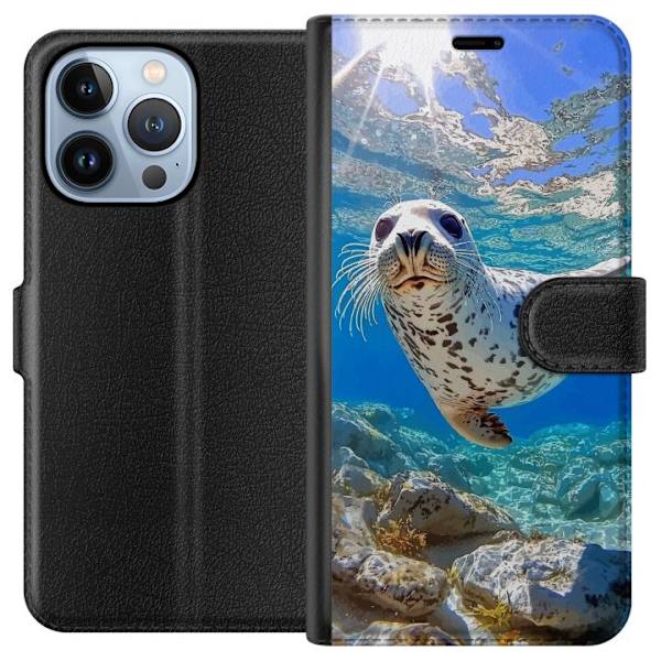 Apple iPhone 13 Pro Lompakkokotelo Myynti Meri Uiminen Eläinaihe Luonto Vesimotiivi Sininen Suunnittelu Meriteema Suosittu Motiivi Villieläimet