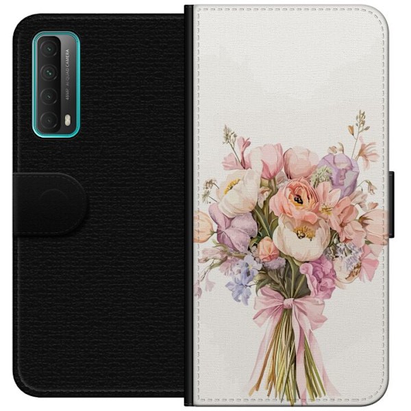 Huawei P smart 2021 Plånboksfodral Mobilskal med färgglad blombukett i romantisk stil
