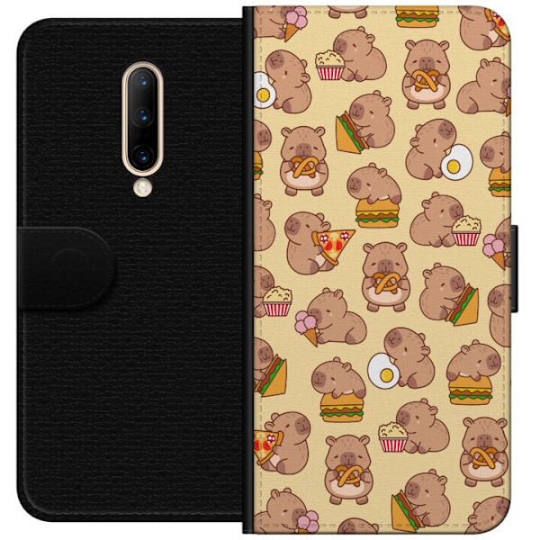 OnePlus 7 Pro Tegnebogsetui Kawaii capybara mobilcover med flere søde figurer